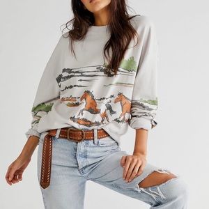 Free People Running Horses Oversized Crew XL